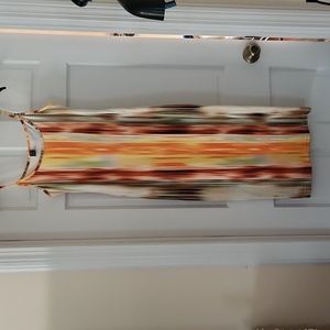 SHEIN - Bodycon Dress, Orange, Green and Red Stripped, Size S